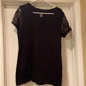 Torrid Size 3 Black Top with Lace Sleeves.